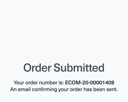 order submitted screen from application