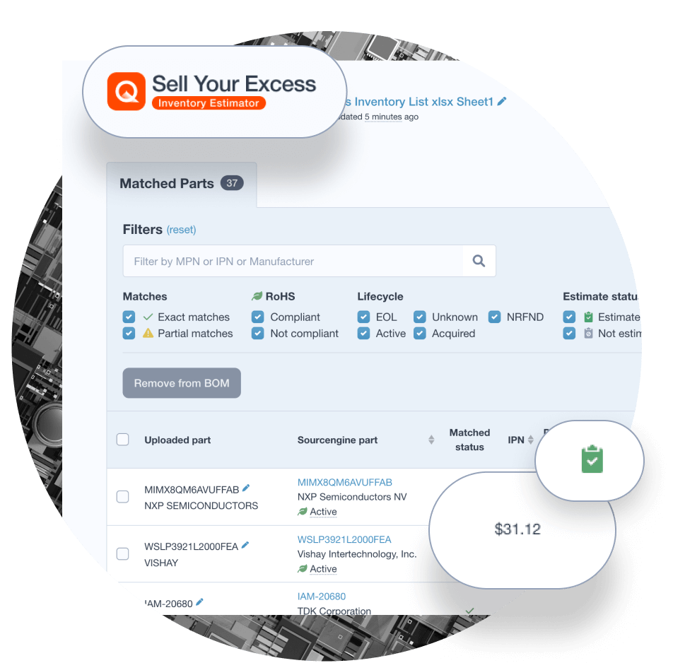 hero image featuring a screenshot of the Sourcengine excess estimator tool