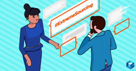 Image of two individuals talking with #extremesourcing behind them. This is part three of the approved vendor list on Sourcengine. Learn more about AVLs here and how they can help with your component procurement needs.