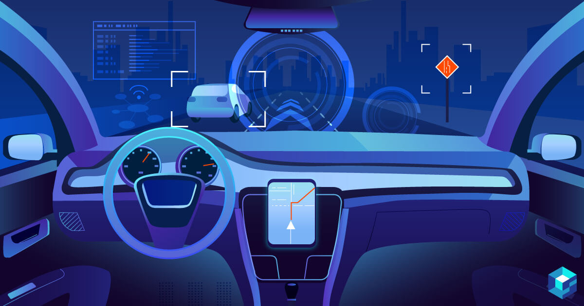 Graphic image of car cockpit. Learn how Texas Instruments (TI) is changing the components industry when it comes to automobiles; only here at Sourcengine.