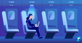 Graphic image of person sitting on airplane working on a laptop. Take a look at Sourcengine's TE Connectivity components for all your sourcing needs. 