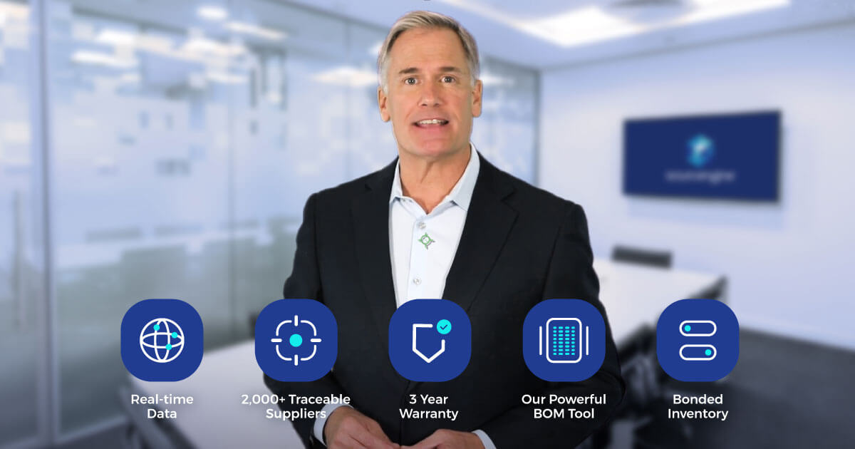 Image of man standing in front of computer screen; part of a video that explains why it's important to buy from Sourcengine.