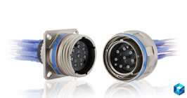 Image of male and female component connectors; learn more about high-speed data connectors and availability at Sourcengine.