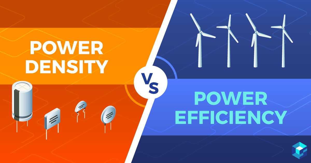 Graphical image with "power density vs power efficiency" written across it. Learn more at Sourcengine.
