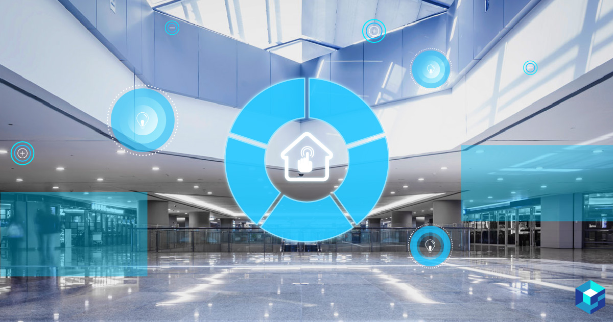 Convention center lobby with connectivity icons laid over it; Sourcengine can help you procure components for your next NPI.