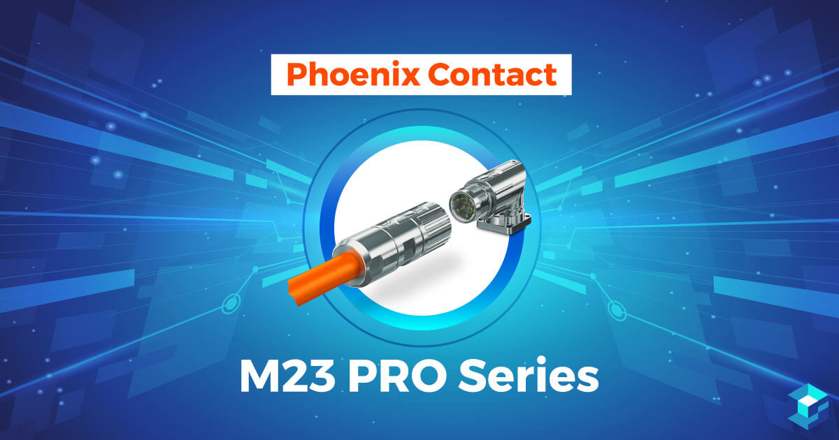 Phoenix Contact series graphic with wording printed on it; learn more about this connector and others at Sourcengine.