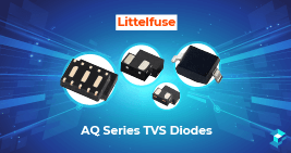 Littelfuse's line of AQ Series TVS Diodes; for more on diodes including pricing and availability, take a look at Sourcengine. 