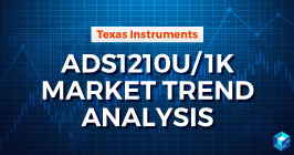 Image with Texas Instruments ADS121OU/1K Market Trend Analysis typed on it. These articles from Sourcengine explore life cycle and design capabilities of electronic components.