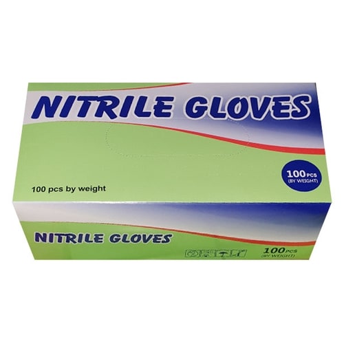 Box of disposable nitrile gloves. These gloves are powder free and essential to maintenance in factories and other manufacturing settings. For this and more, see Sourcengine.