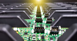 Prefabricated circuit board on display; the coronavirus has effectively accelerated certain areas of the supply chain in the components industry, find out more at Sourcengine.