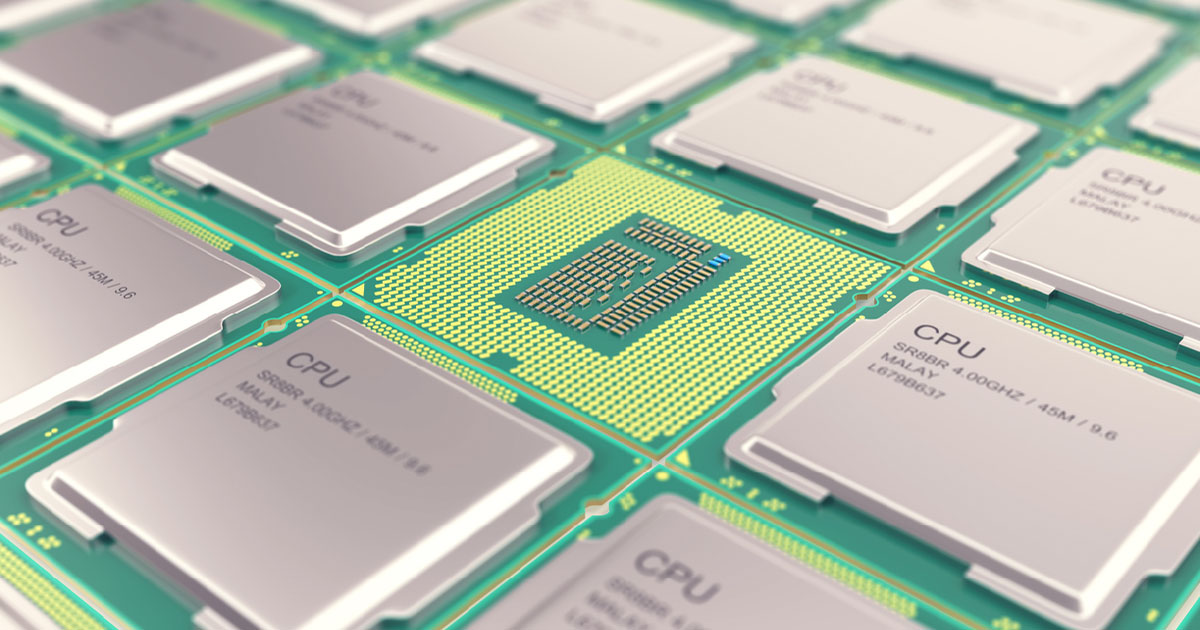 Component chips lined up on display; take a look at the driving factors that will shape the semiconductor industry in 2021 here at Sourcengine. 