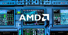 AMD logo superimposed on a cockpit control system; take a look at Sourcengine for breaking news in the component industry.