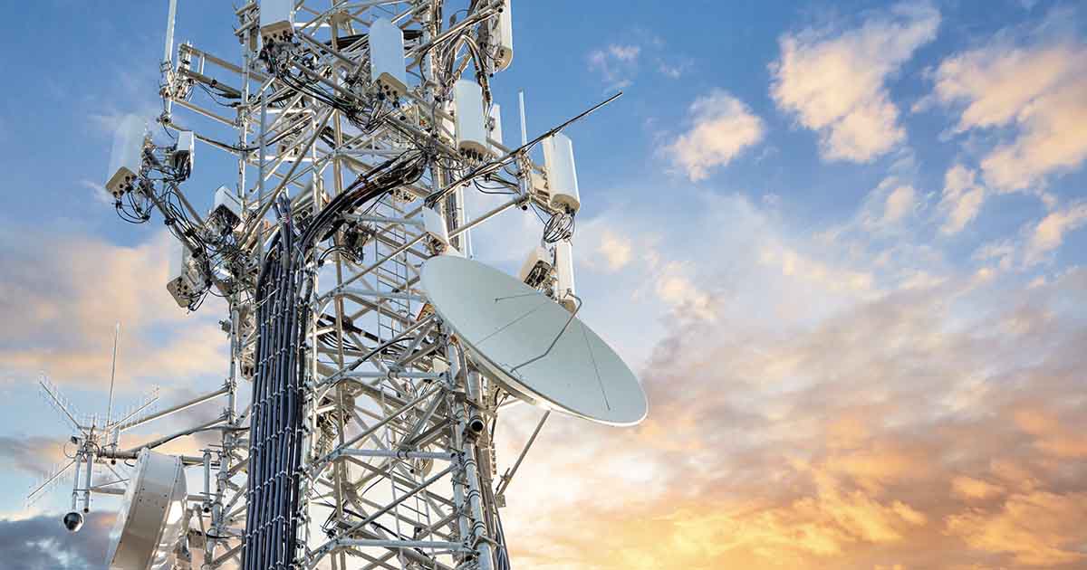 5G tower set against the horizon; Qualcomm's incoming CEO, Cristiano Amon, says there is limitless potential in the new technology.