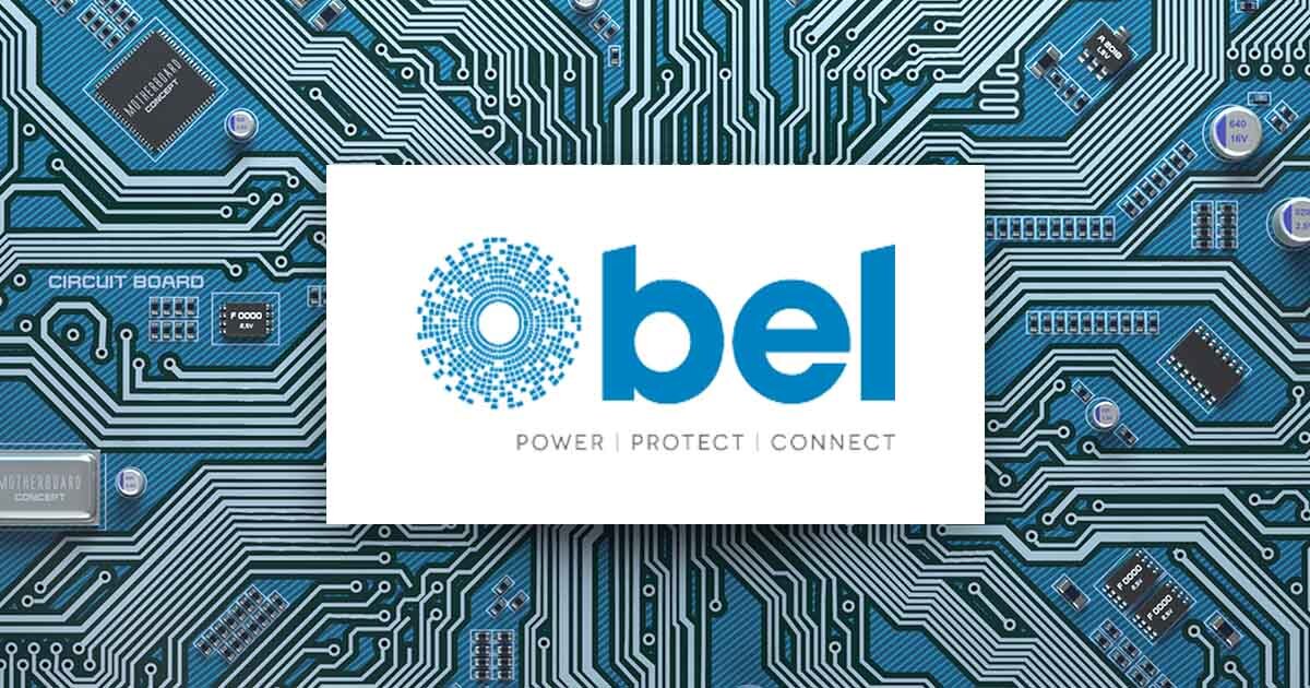 Bel Fuse logo superimposed over a microchip; Bel has acquired rms Connectors and EOS Power India. For the latest semiconductor industry news, follow Sourcengine today.