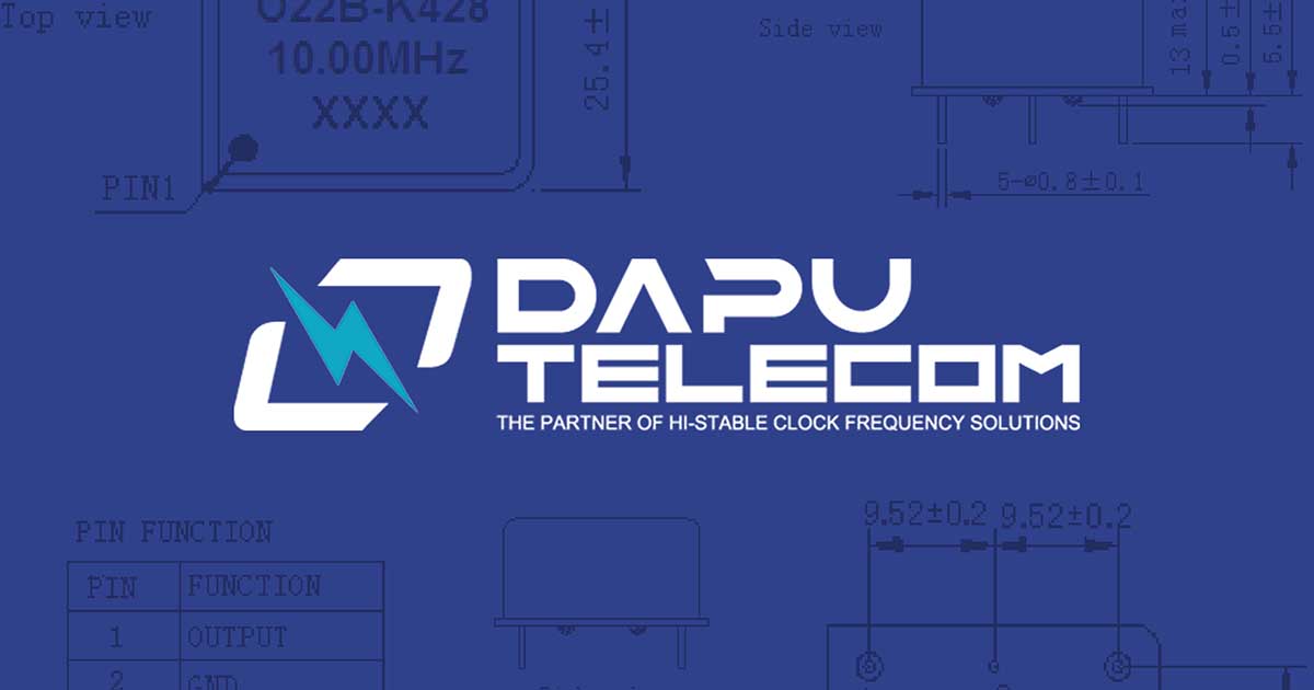 Dapu Telecom logo on display; Dapu is a franchise line on Sourcengine and provides great availabilities and lead times for purchasers buying oscillator components.