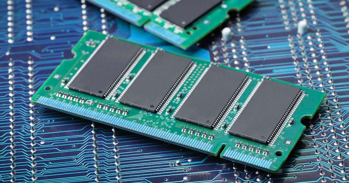 DRAM chip pictured; due to the chip shortage, DRAM prices are soaring. To spot source today, check out sourcengine.com.
