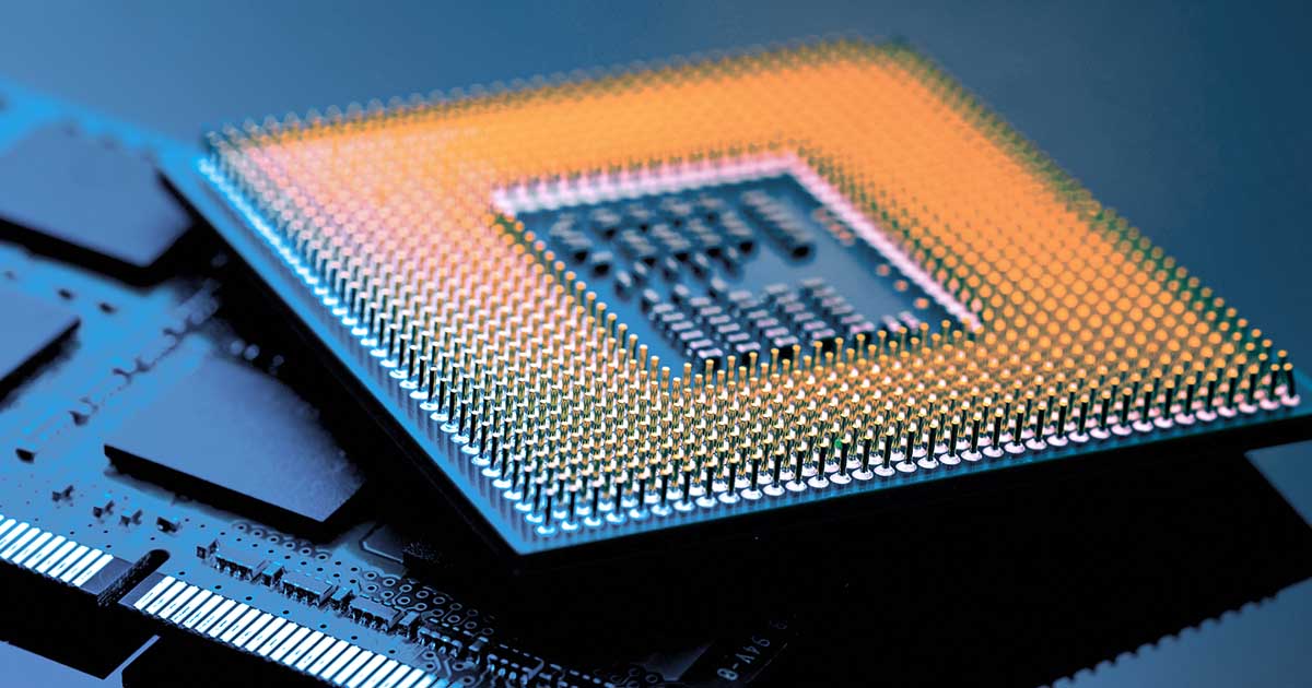 A microchip; Intel's CEO predicts the chip shortage will run into 2022. As a professional buyer, how will you prepare? Try using sourcengine.com's unique e-commerce marketplace to better navigate the shortage.