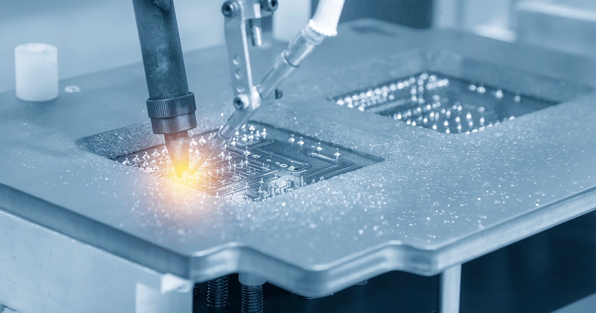 chip being fabricated on a production line