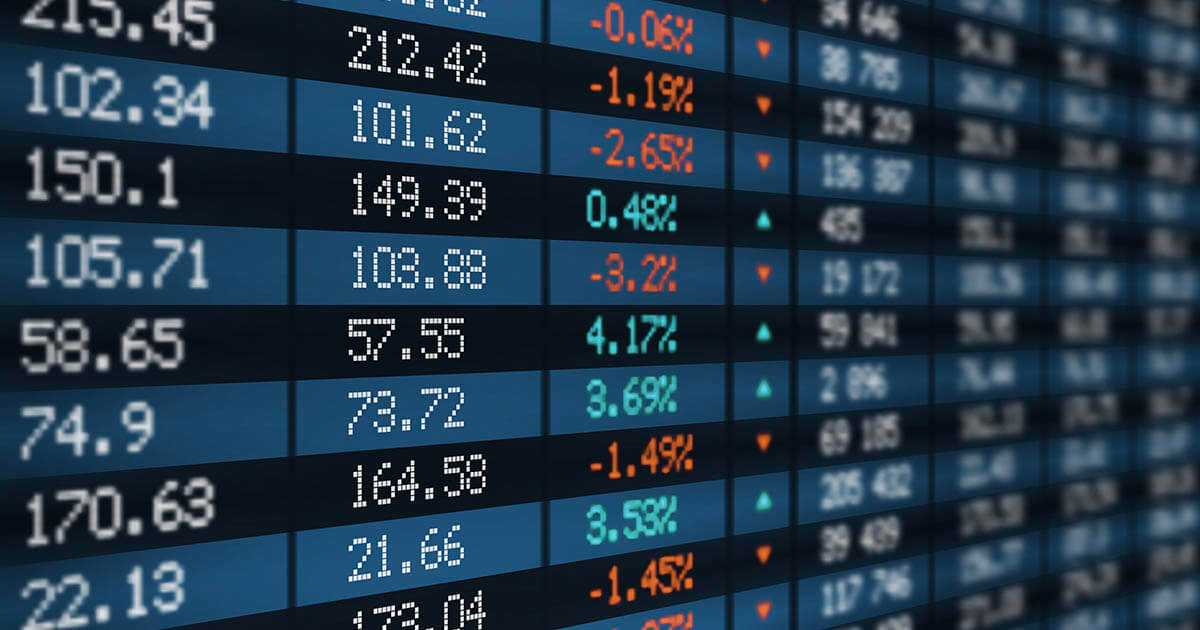 An image of numbers on the DOW Jones board