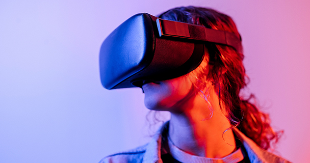 Woman wearing a VR headset