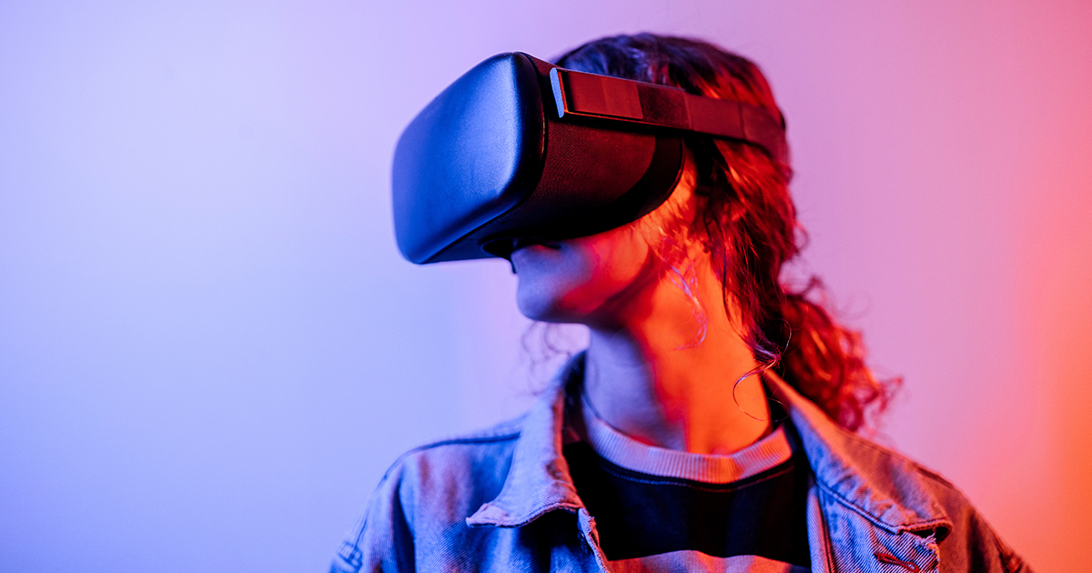 Woman wearing a VR headset