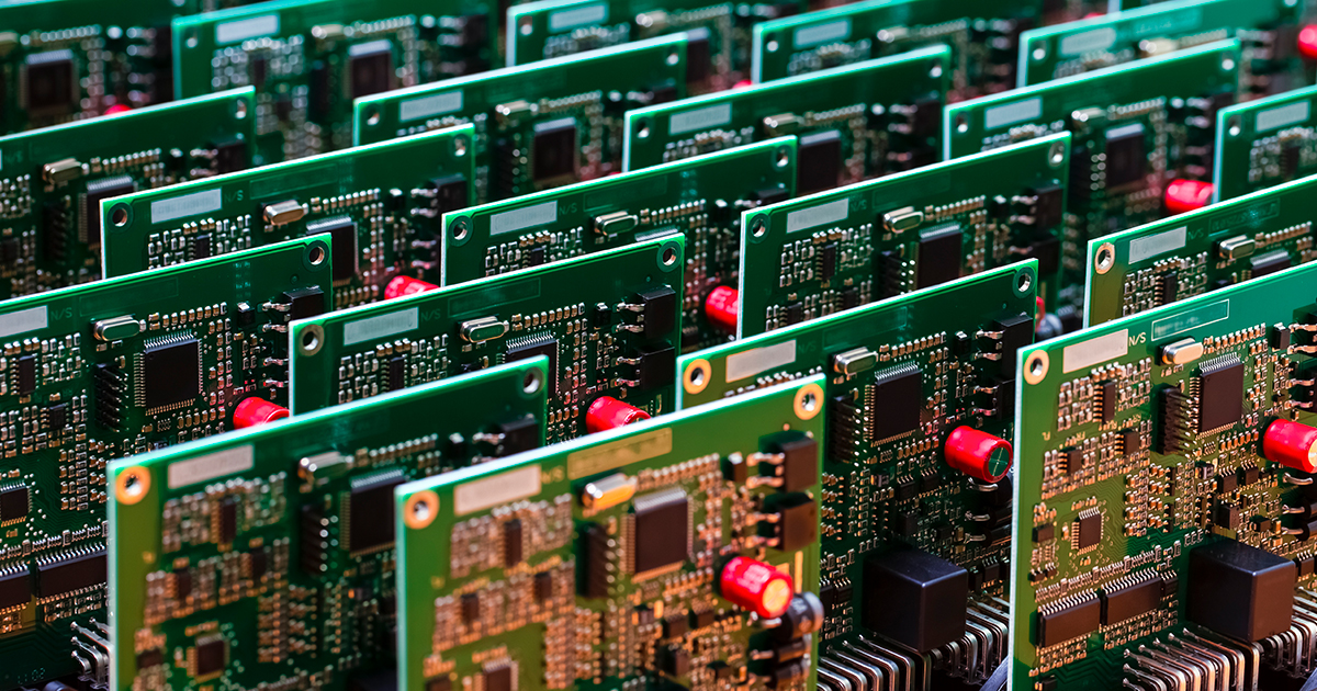 Circuit boards lined up