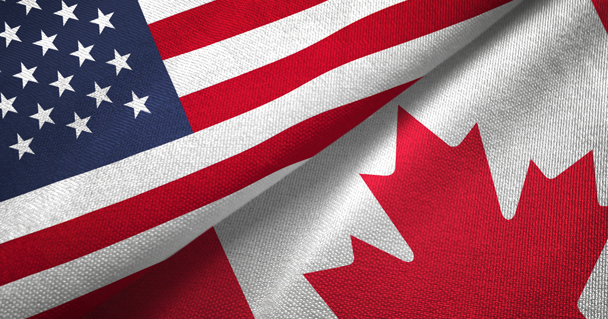 American and Canadian flags