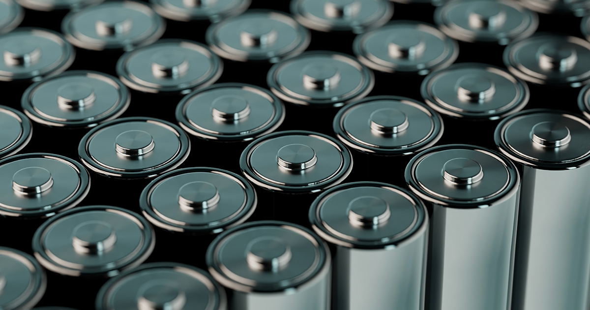 Lots of unmarked batteries lined up