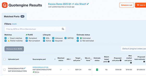 The Excess Estimator interface in use