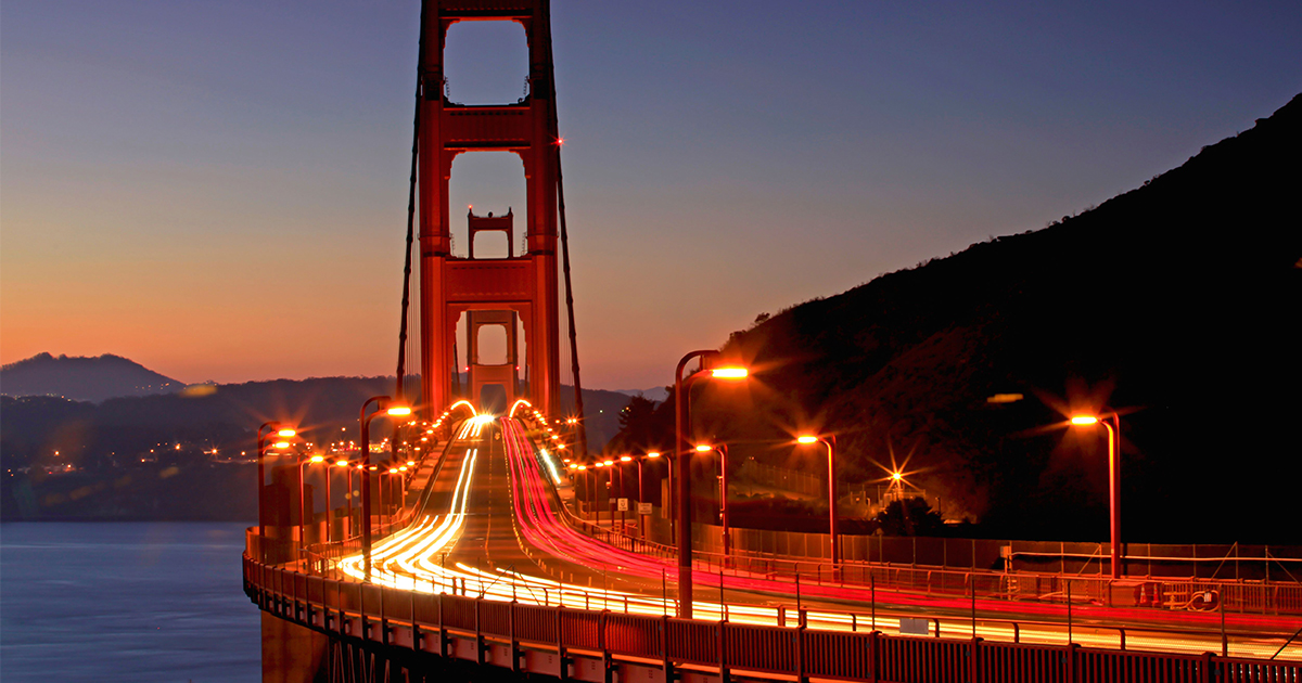 Bridge illuminated at desk by streetlights