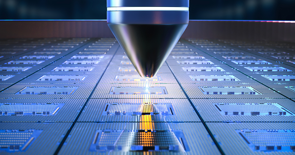 An image of semiconductors being manufactured