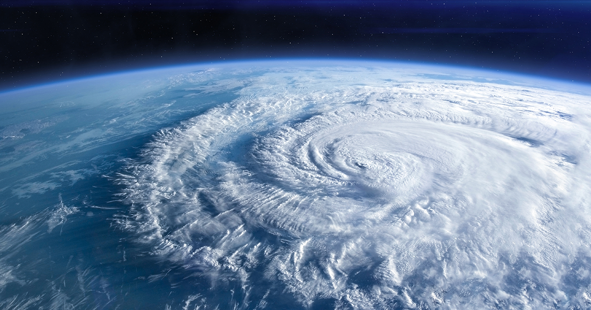 A picture of a massive hurricane from above